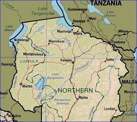 Administrativa mapa de Zambia