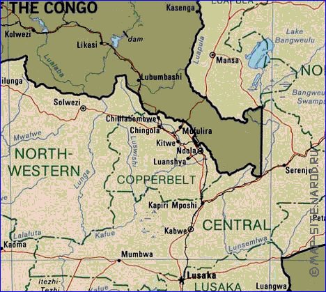 Administrativa mapa de Zambia