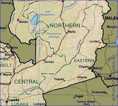 Administrativa mapa de Zambia