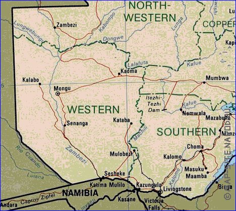 Administrativa mapa de Zambia