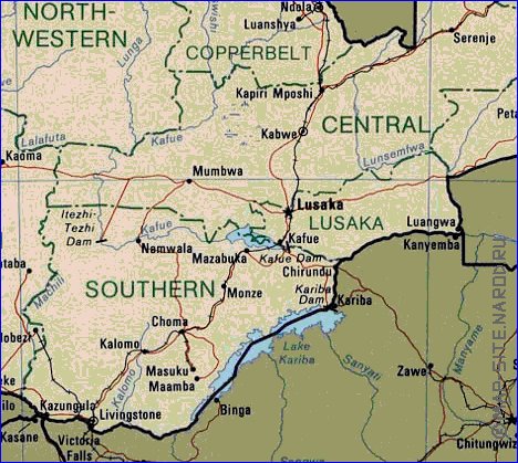 Administrativa mapa de Zambia