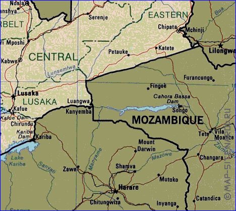 Administrativa mapa de Zambia