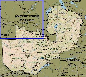 Administrativa mapa de Zambia