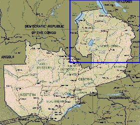 Administrativa mapa de Zambia