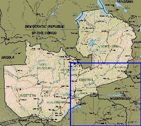 Administrativa mapa de Zambia