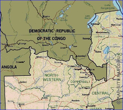 Administrativa mapa de Zambia