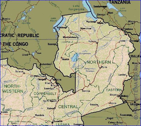 Administrativa mapa de Zambia