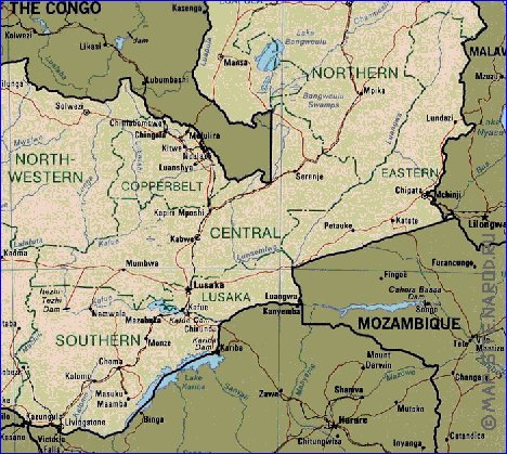 Administrativa mapa de Zambia