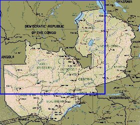 Administrativa mapa de Zambia