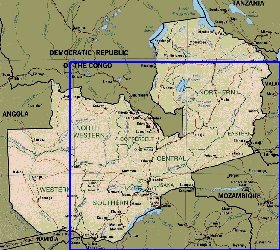 Administrativa mapa de Zambia