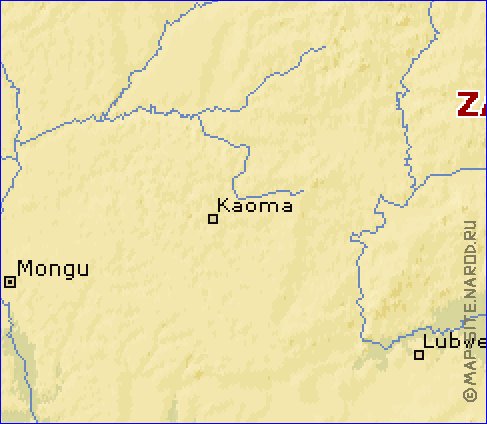 mapa de Zambia em ingles