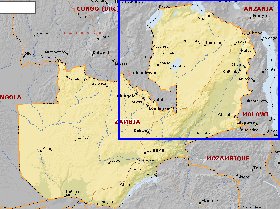 mapa de Zambia em ingles