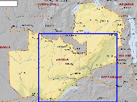 mapa de Zambia em ingles