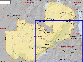 mapa de Zambia em ingles