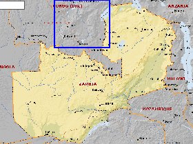 mapa de Zambia em ingles