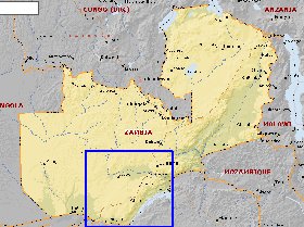 mapa de Zambia em ingles