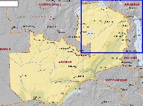 mapa de Zambia em ingles