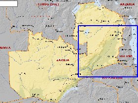 mapa de Zambia em ingles