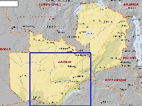 mapa de Zambia em ingles