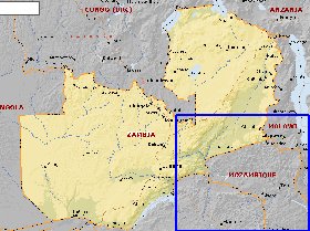 mapa de Zambia em ingles