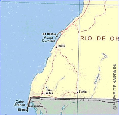 Administrativa mapa de Saara Ocidental