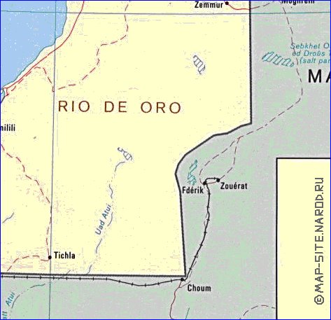 Administrativa mapa de Saara Ocidental