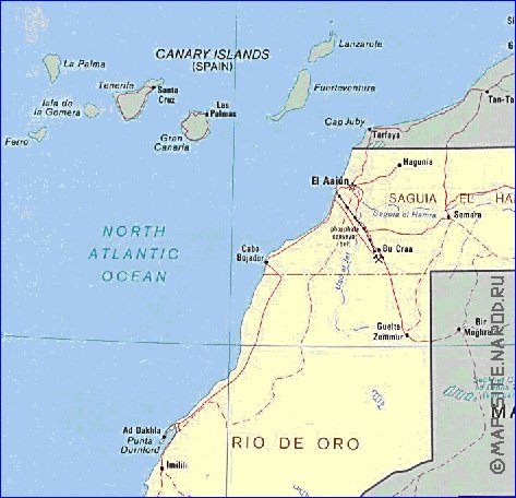 Administrativa mapa de Saara Ocidental