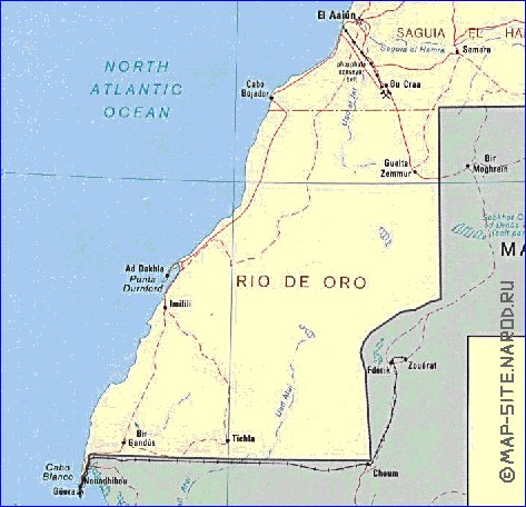 Administrativa mapa de Saara Ocidental