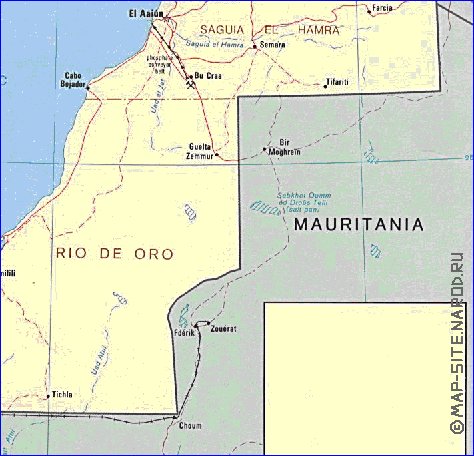 Administrativa mapa de Saara Ocidental