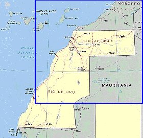 Administrativa mapa de Saara Ocidental