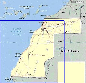 Administrativa mapa de Saara Ocidental