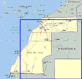 Administrativa mapa de Saara Ocidental