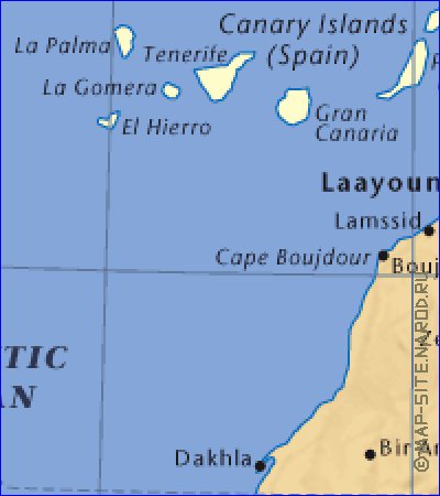 mapa de Saara Ocidental em ingles
