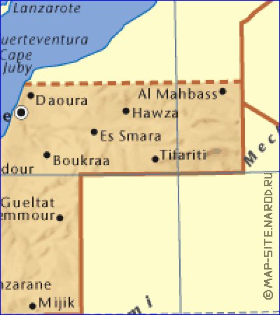 carte de Sahara occidental en anglais