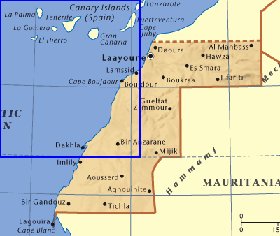 mapa de Saara Ocidental em ingles