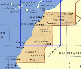 mapa de Saara Ocidental em ingles