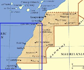 mapa de Saara Ocidental em ingles