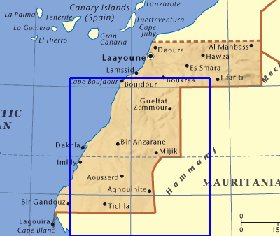 mapa de Saara Ocidental em ingles