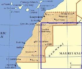 carte de Sahara occidental en anglais