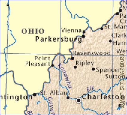 carte de Virginie-Occidentale