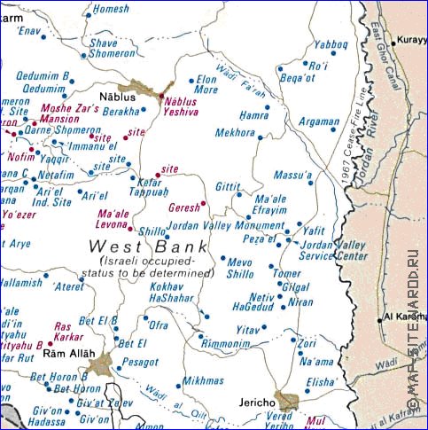 mapa de Cisjordania em ingles