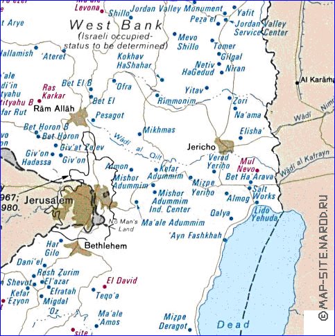 carte de Cisjordanie en anglais