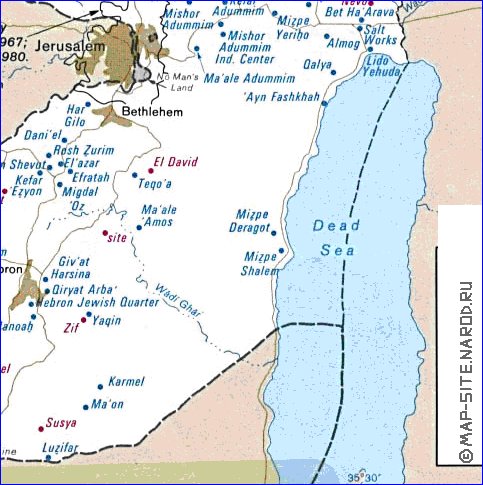 carte de Cisjordanie en anglais