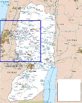 mapa de Cisjordania em ingles