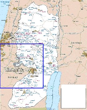 mapa de Cisjordania em ingles