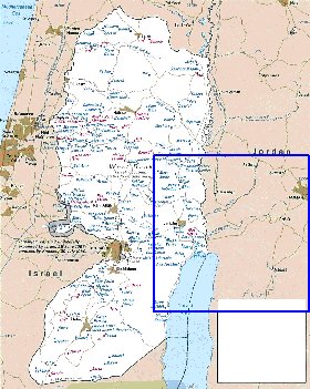 mapa de Cisjordania em ingles