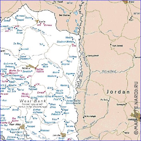 mapa de Cisjordania em ingles