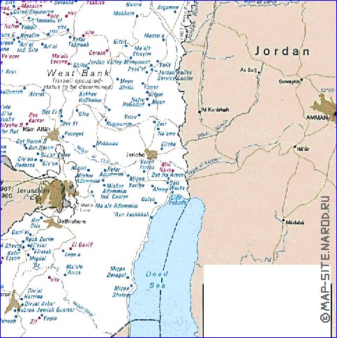 mapa de Cisjordania em ingles