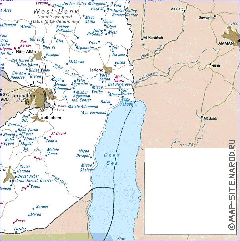 mapa de Cisjordania em ingles