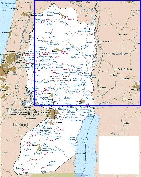 mapa de Cisjordania em ingles